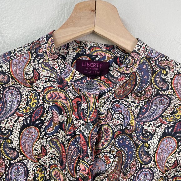 J Crew Liberty Art Fabrics Womens 2 Paisley Button Front Popover Shirt Blouse - Picture 8 of 11